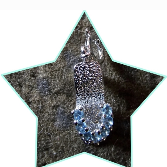 Sterling Silver High Heel Shoe Charm Accented With Blue Gem NEW - Picture 4 of 6